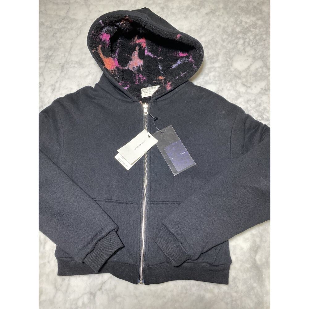JOHN ELLIOTT-Reversible Fleece Lined Zip Hoodie Black X Highlighter-0 XS-BNWT